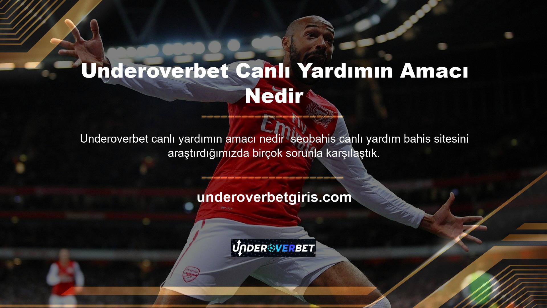 Underoverbet, web sitesindeki hemen hemen her ürün ve seçeneği ayrı bölümlere ayırmaktadır